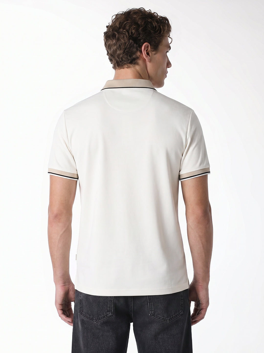 White Contrast Pipping Polo