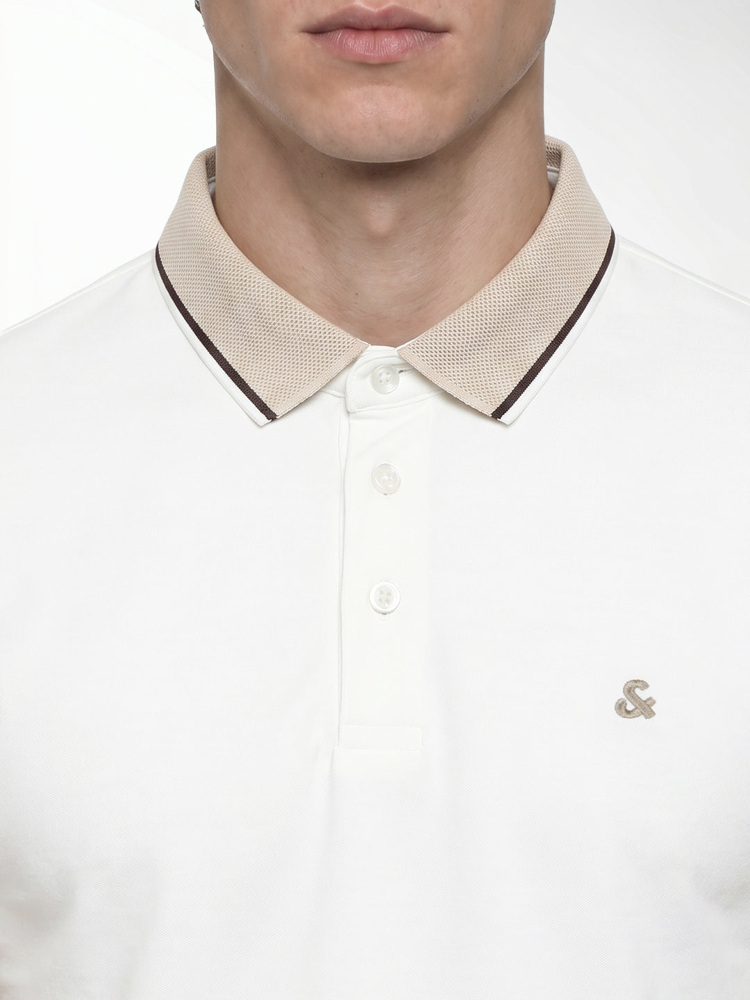 White Contrast Pipping Polo