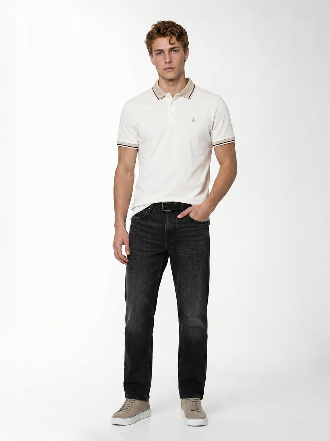 White Contrast Pipping Polo
