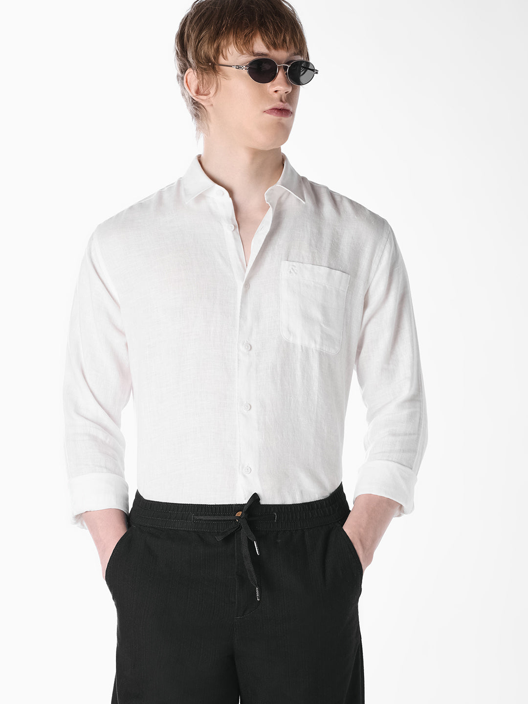 White Washed linen-cotton shirt