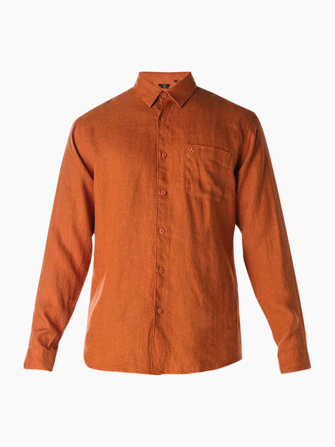 Brown Washed linen-cotton shirt