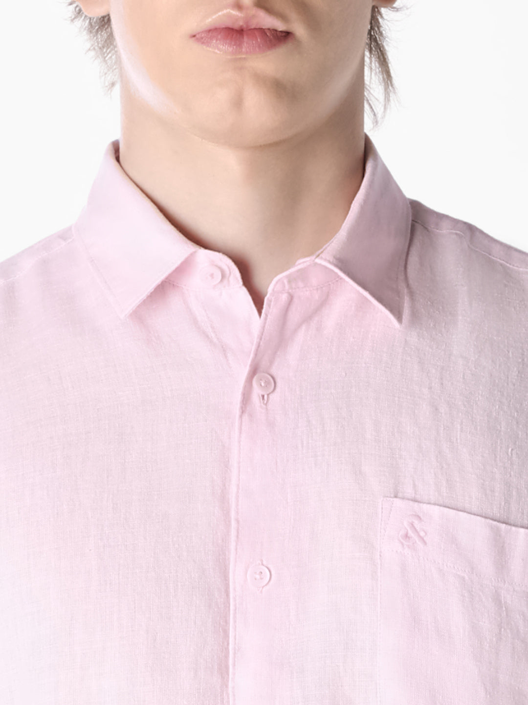 Pink Washed linen-cotton shirt