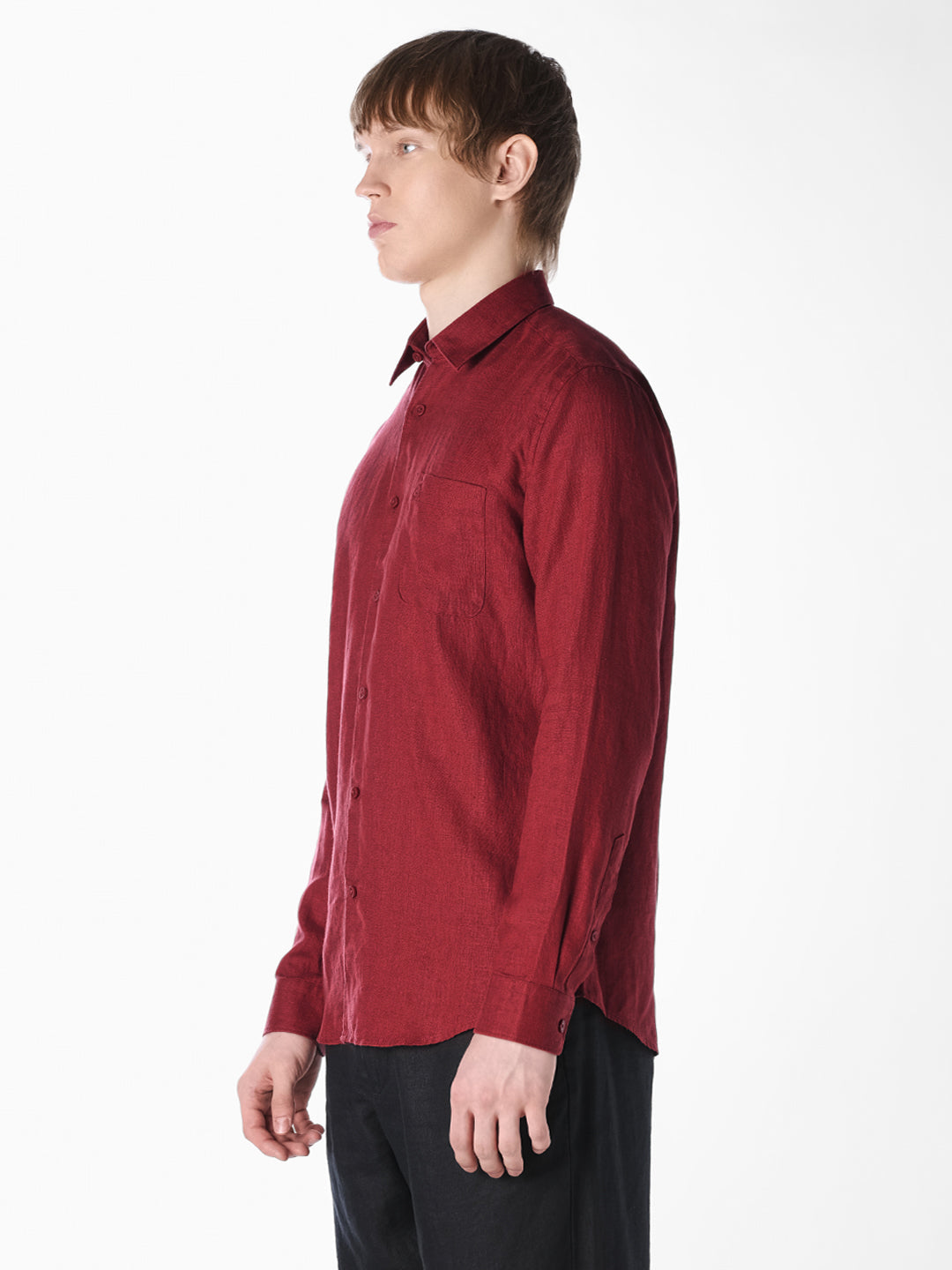 Brick Red Washed linen-cotton shirt