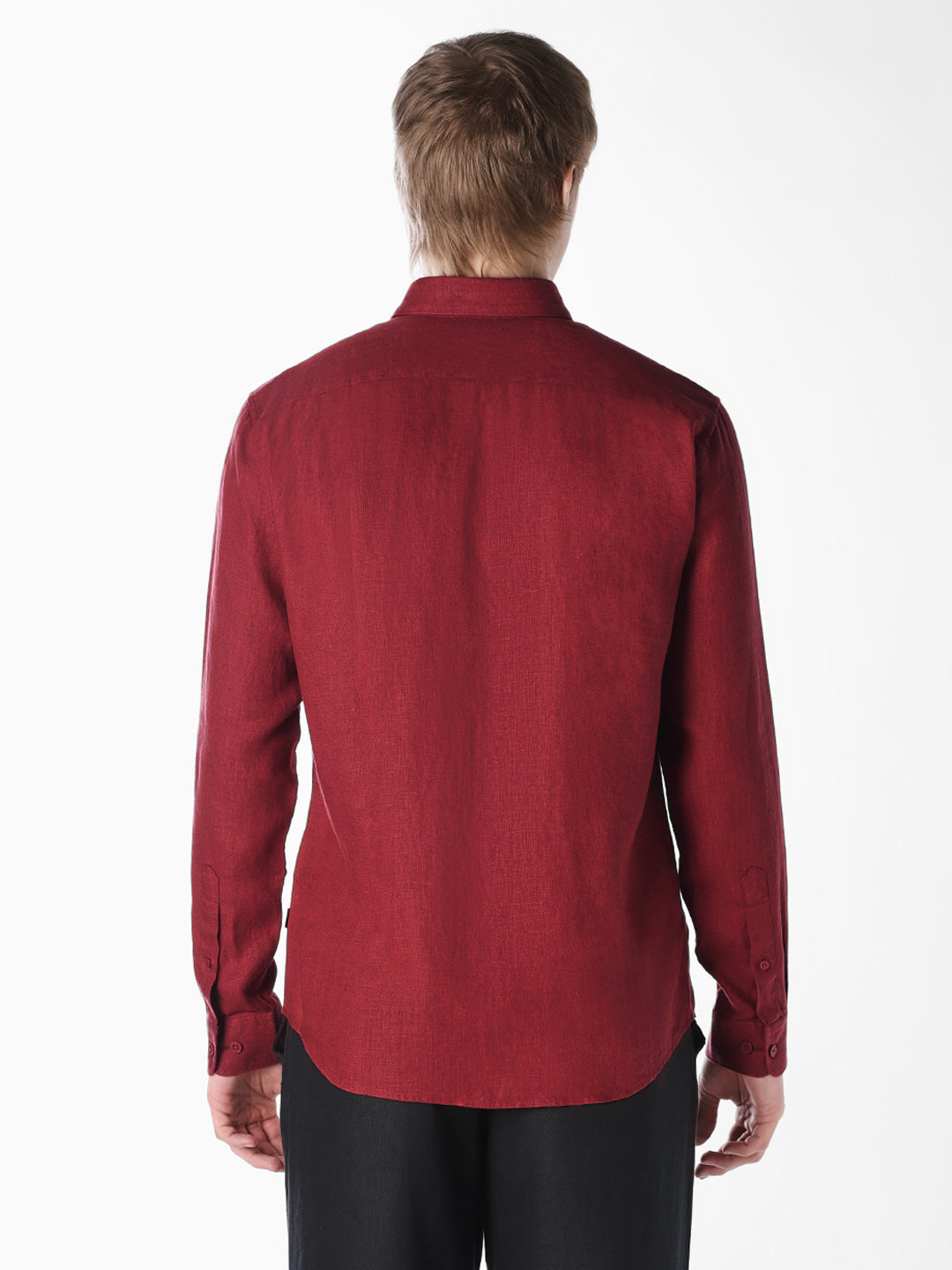 Brick Red Washed linen-cotton shirt