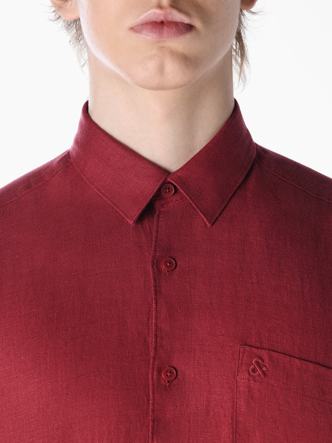 Brick Red Washed linen-cotton shirt