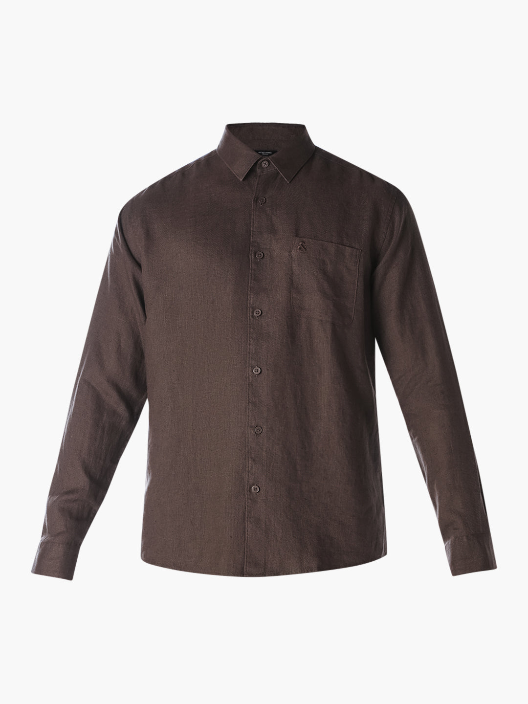 Brown Washed linen-cotton shirt
