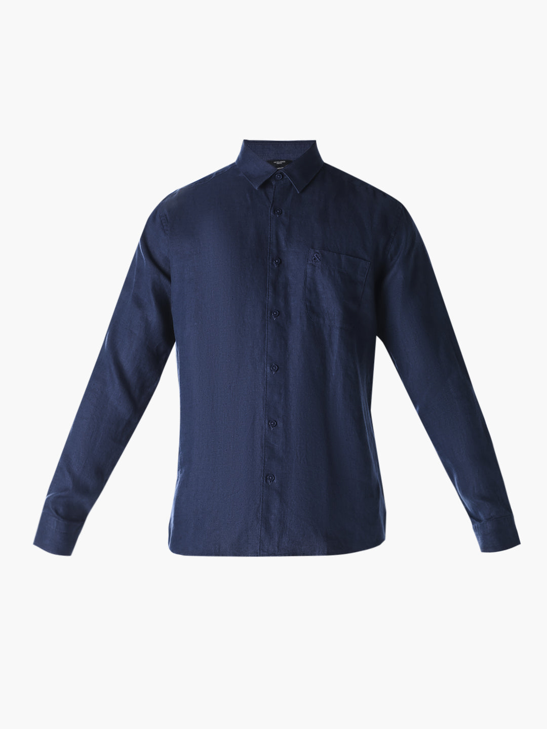 Navy Washed linen-cotton shirt