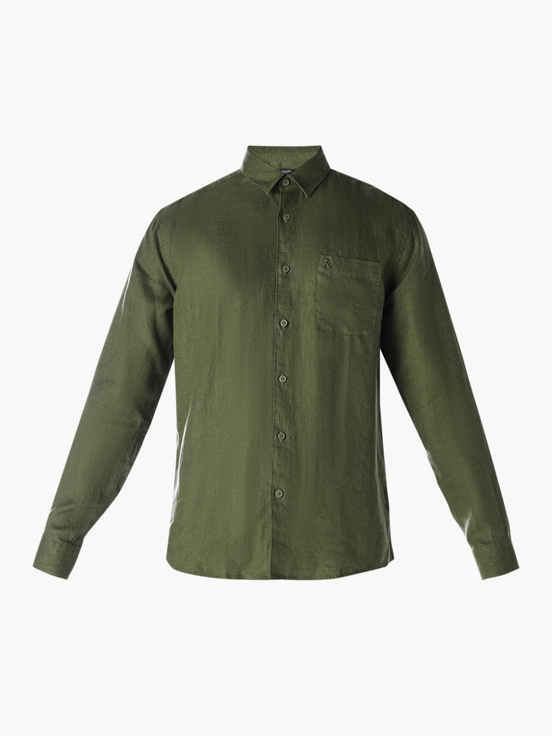Olive Washed linen-cotton shirt