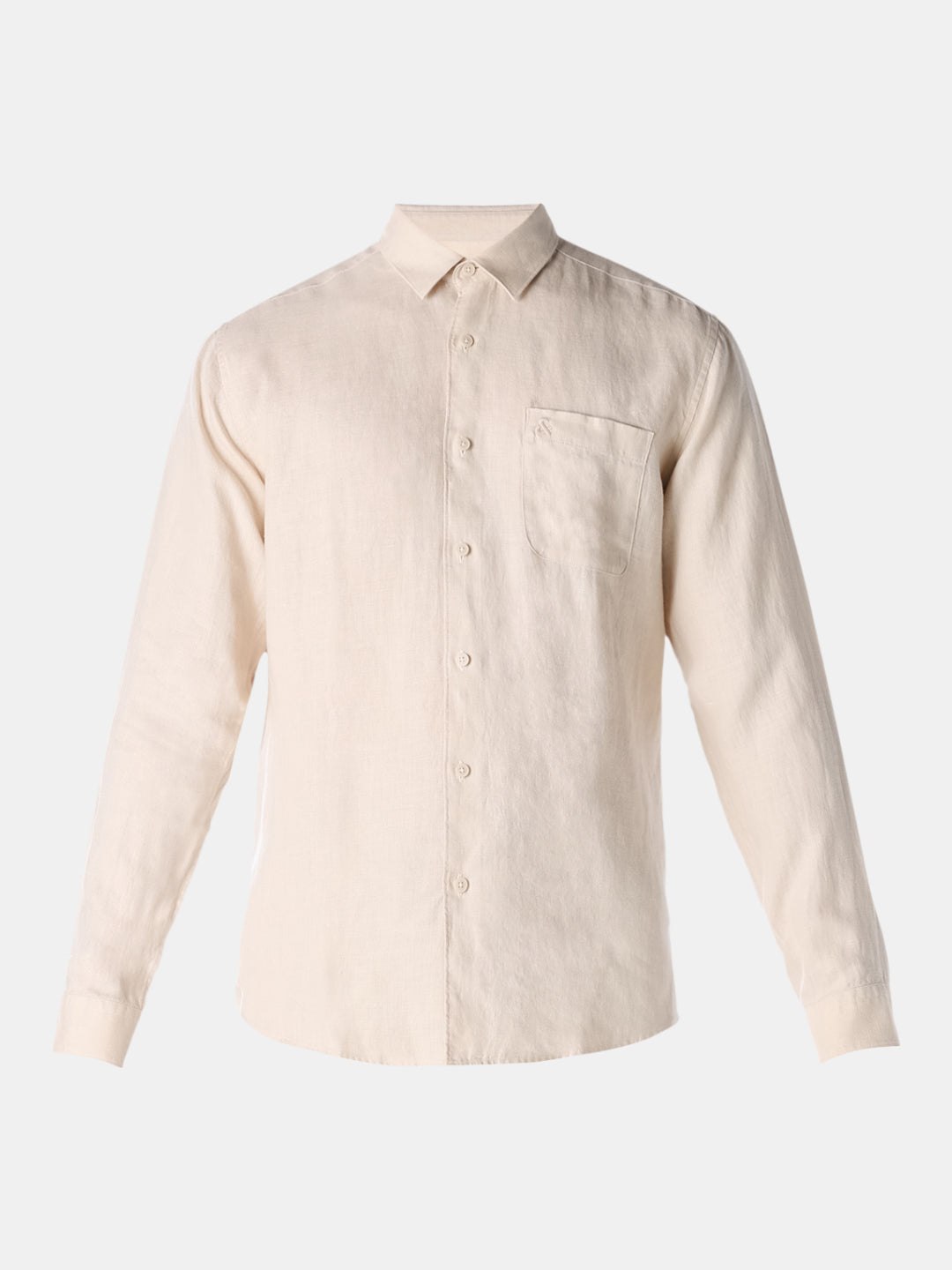 Beige Washed linen-cotton shirt