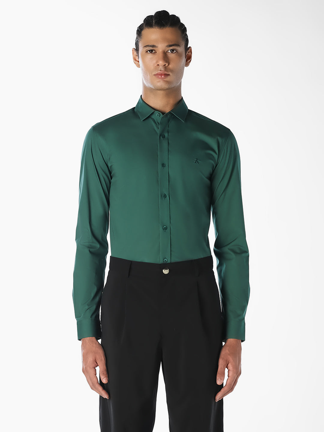 Green Formal Full Sleeves Shirt