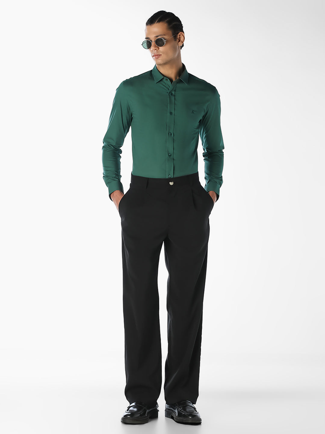 Green Formal Full Sleeves Shirt