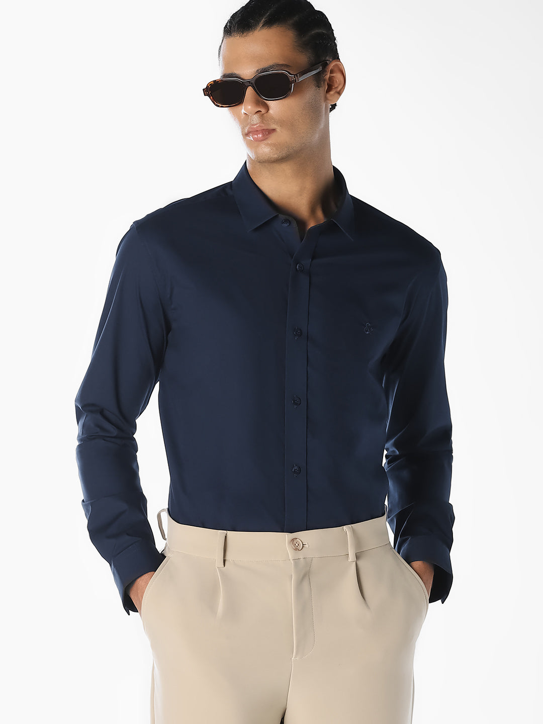 Navy Blue Formal Full Sleeves Shirt