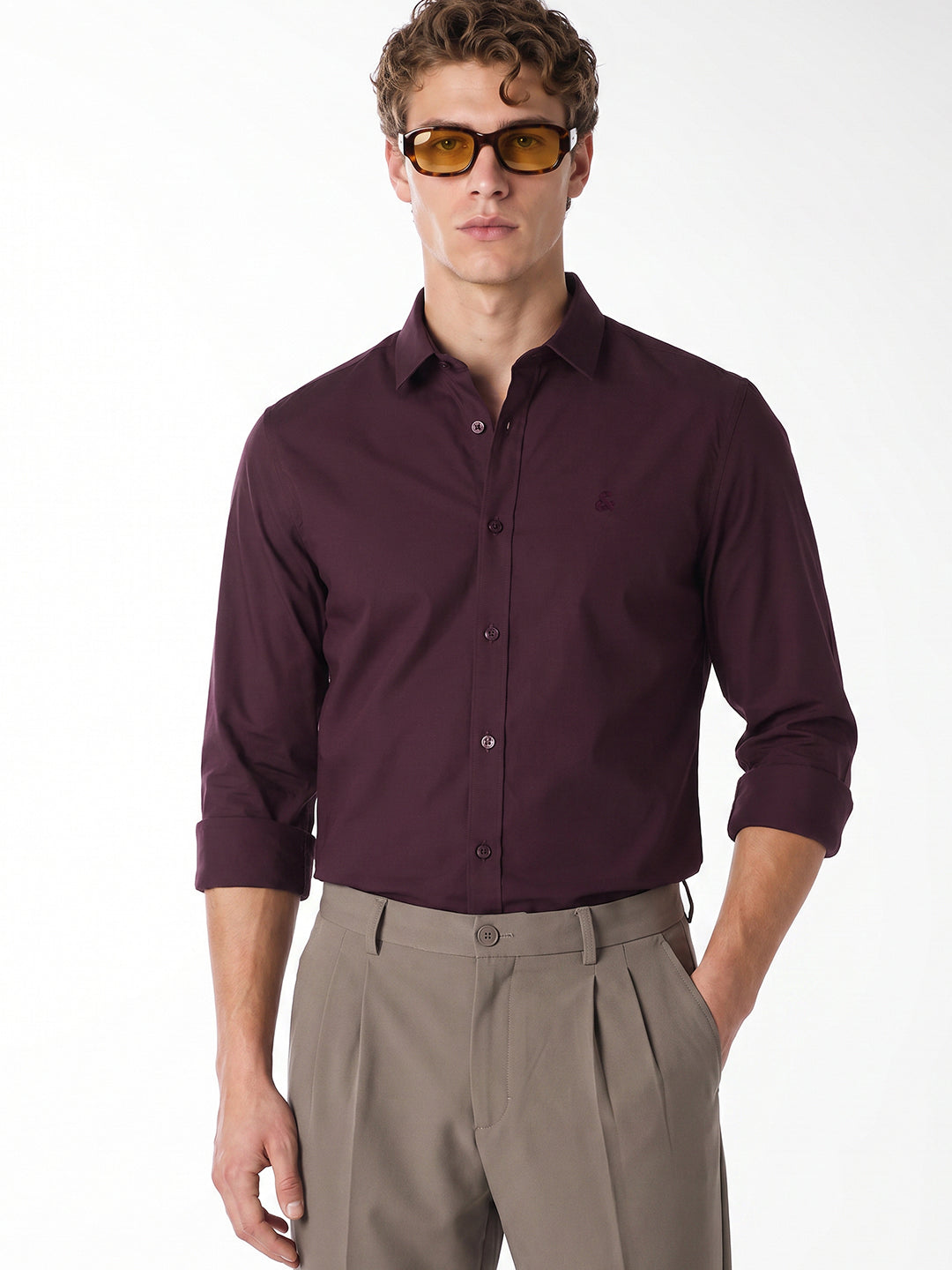 Maroon Slim Fit Formal Shirt