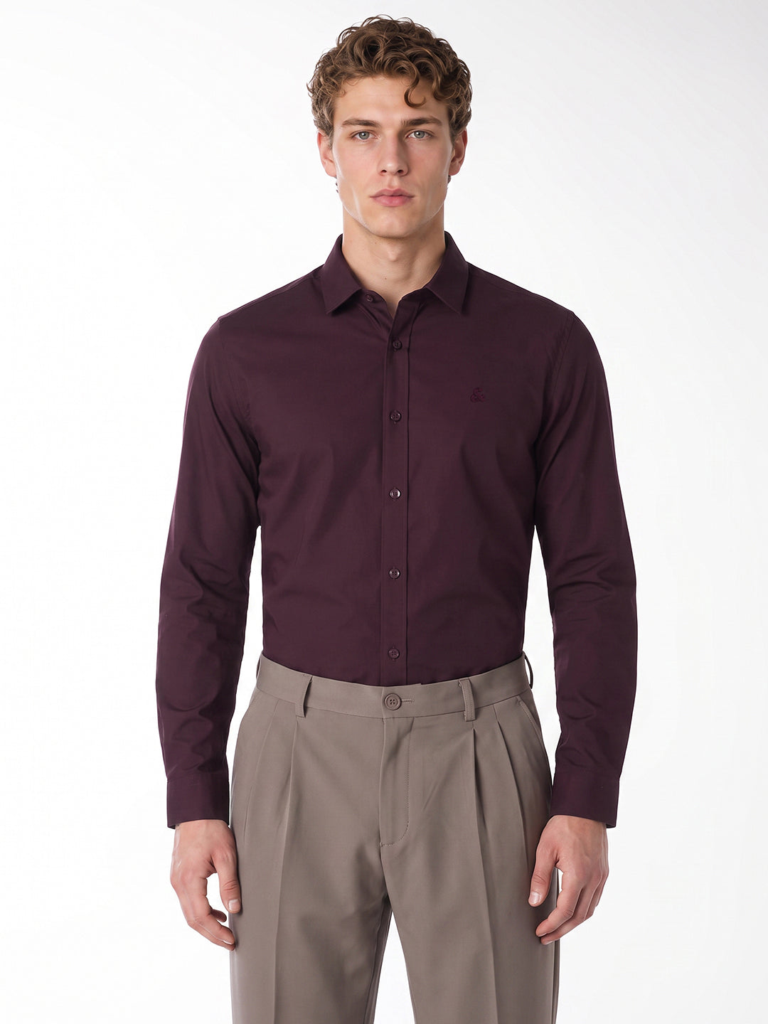 Maroon Slim Fit Formal Shirt