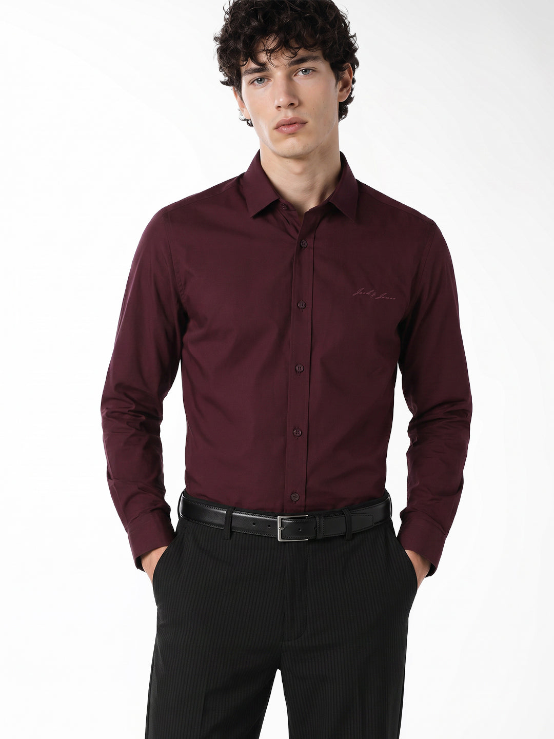 Slim Fit Dark Maroon Shirt