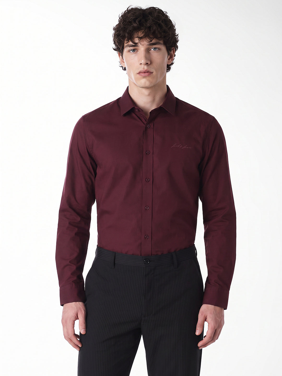 Slim Fit Dark Maroon Shirt