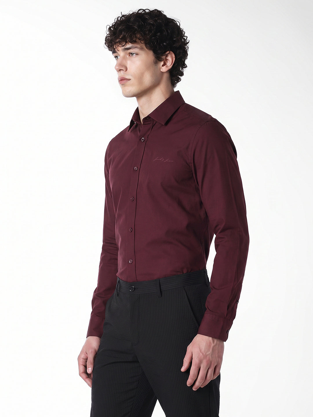 Slim Fit Dark Maroon Shirt