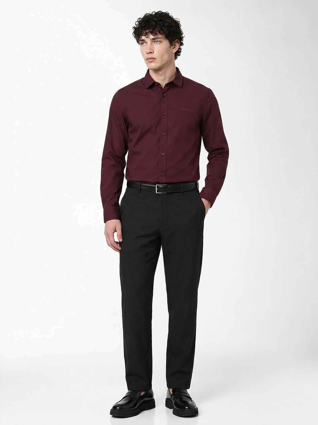 Slim Fit Dark Maroon Shirt