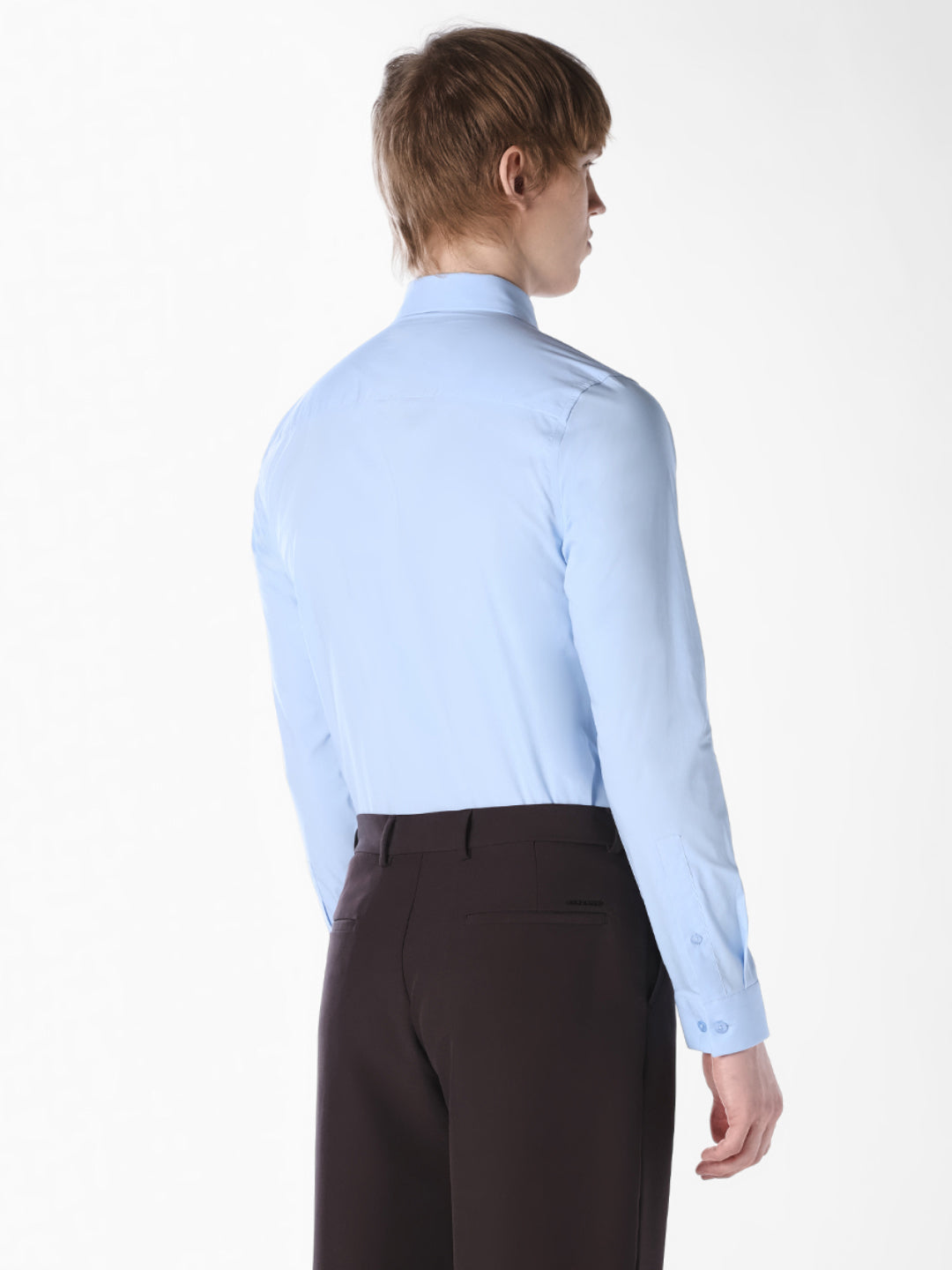 Light Blue Logo Print Slim Fit Shirt