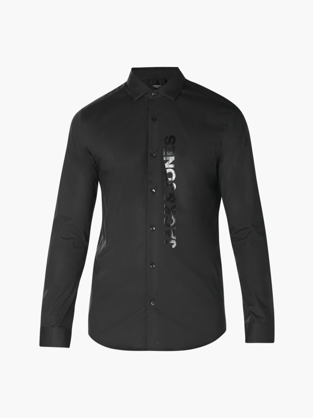 Black Logo Print Slim Fit Shirt