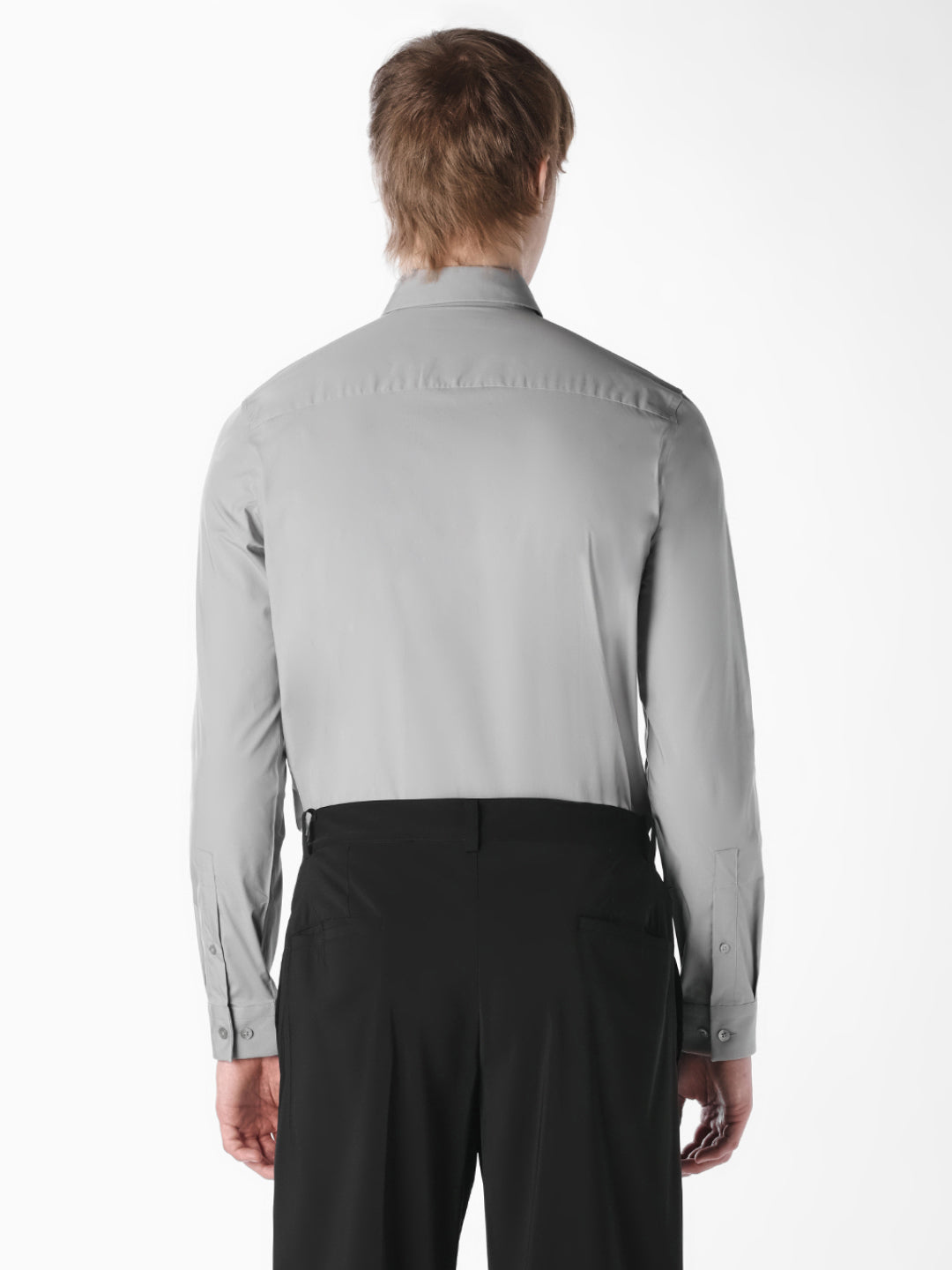 Grey Logo Print Slim Fit Shirt