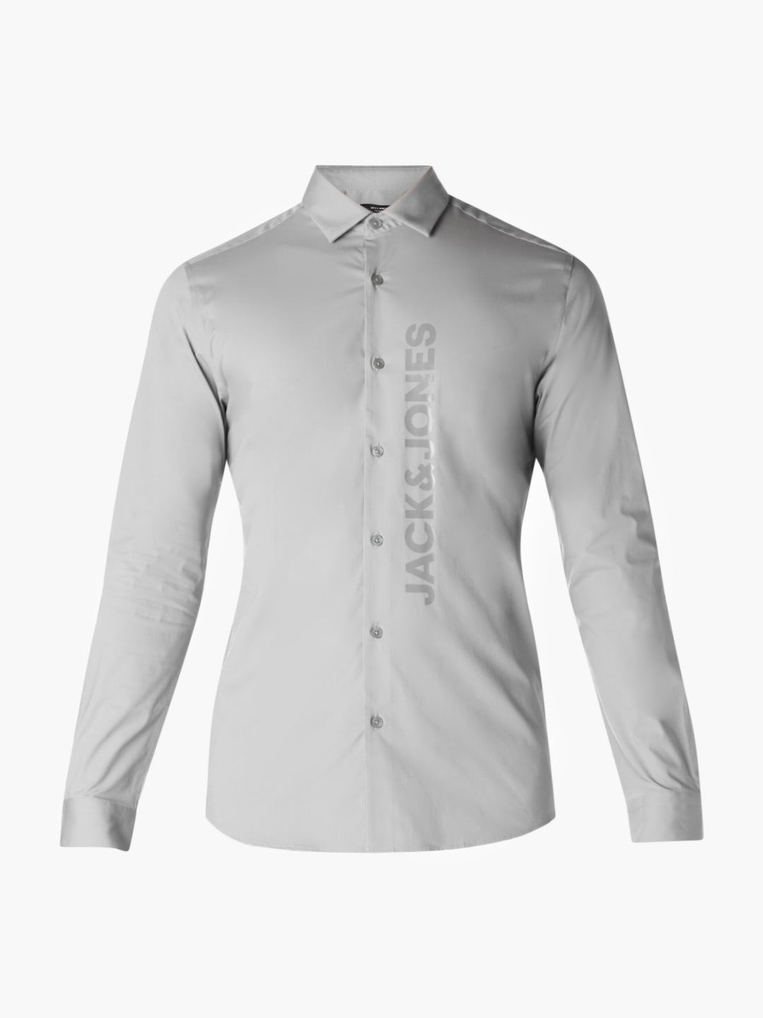 Grey Logo Print Slim Fit Shirt
