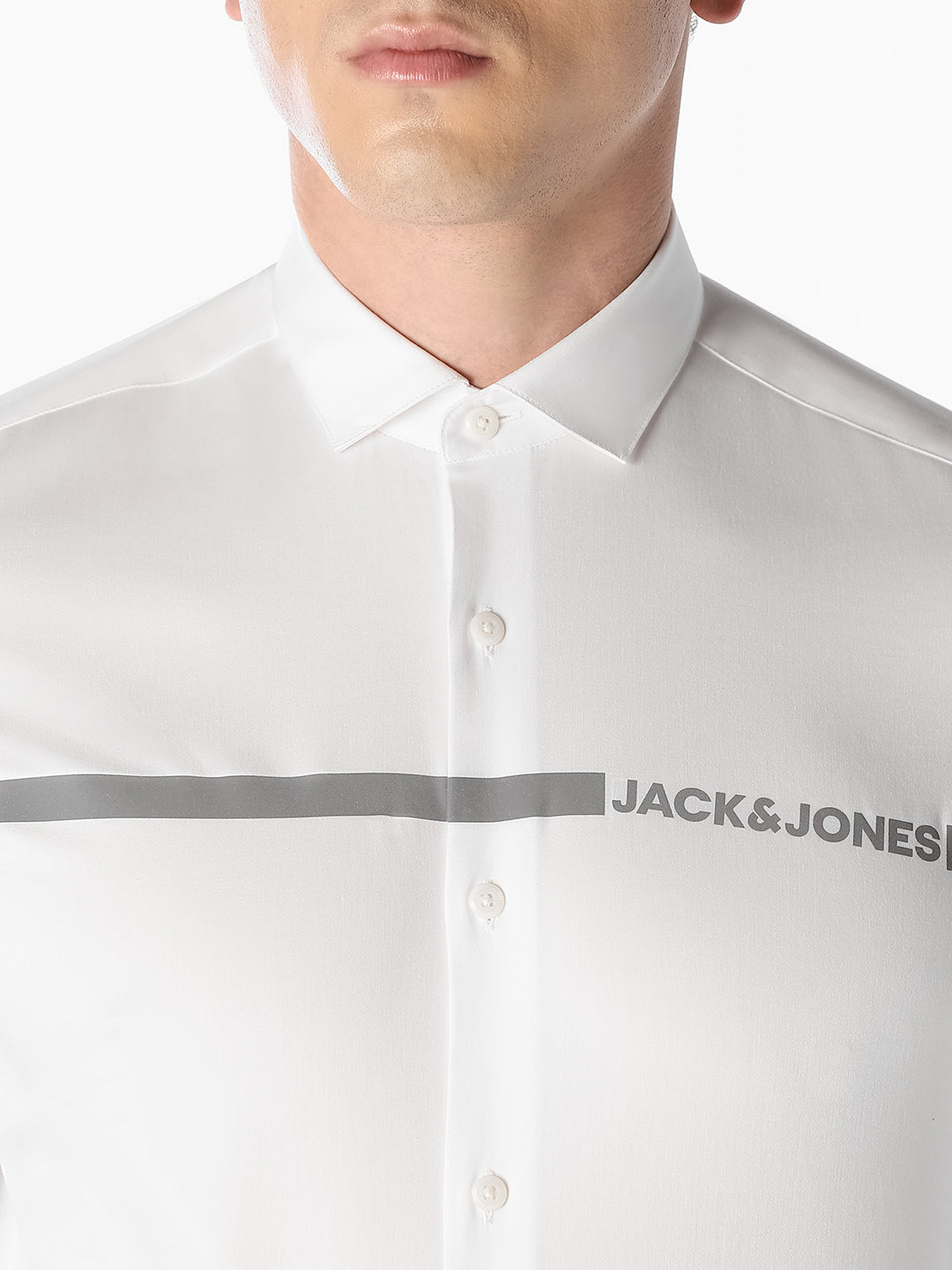 White Logo Print Cotton Shirt