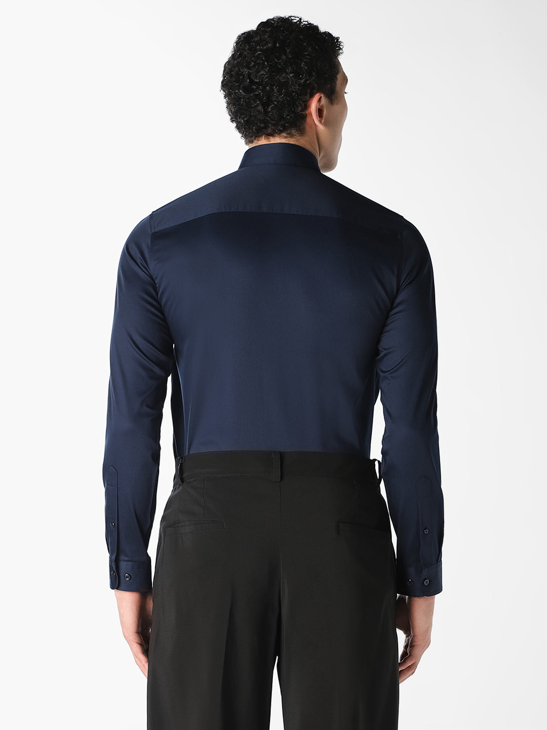 Navy  Logo Print Cotton Shirt