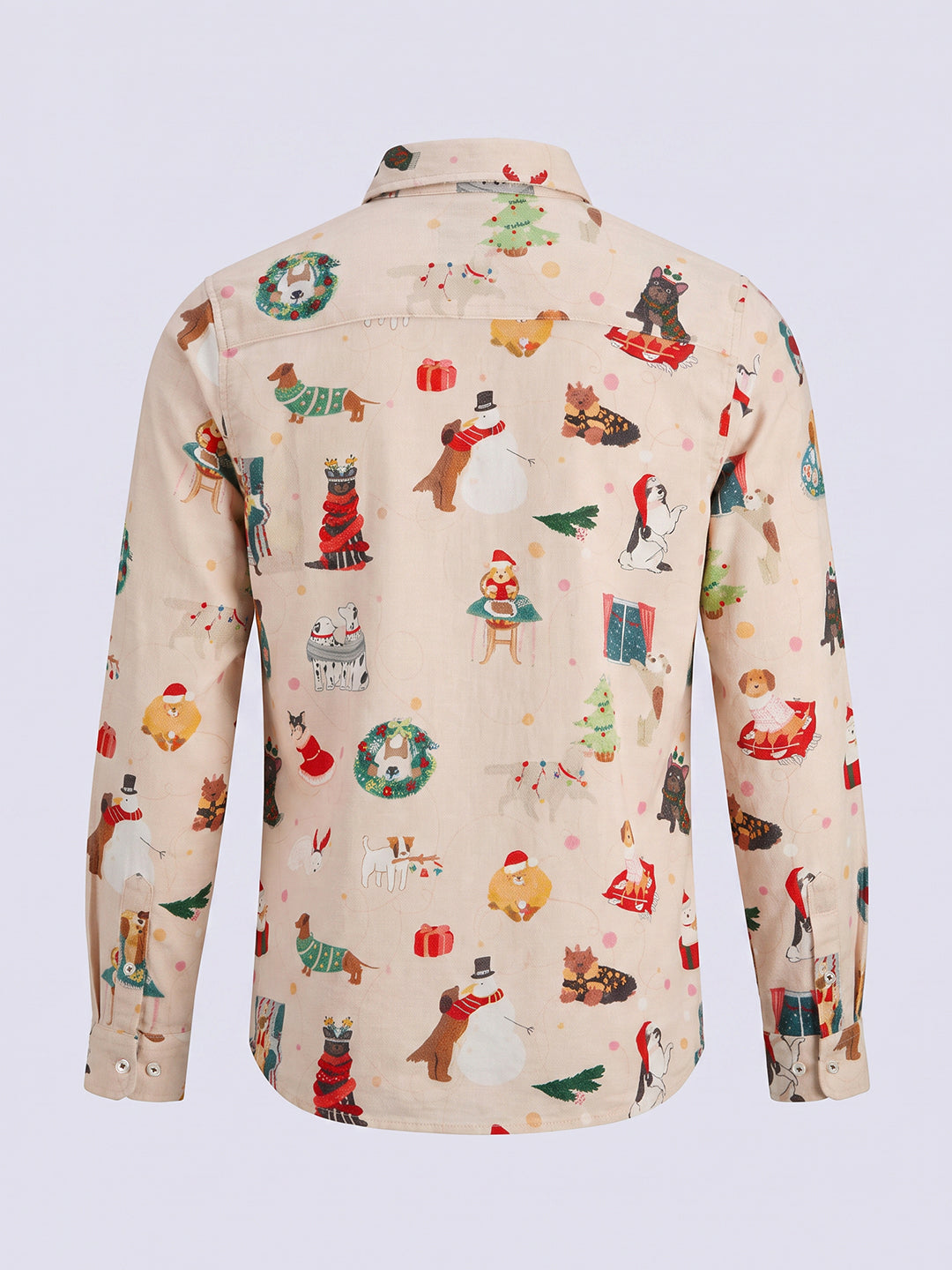 Boys Beige Printed Cotton Shirt