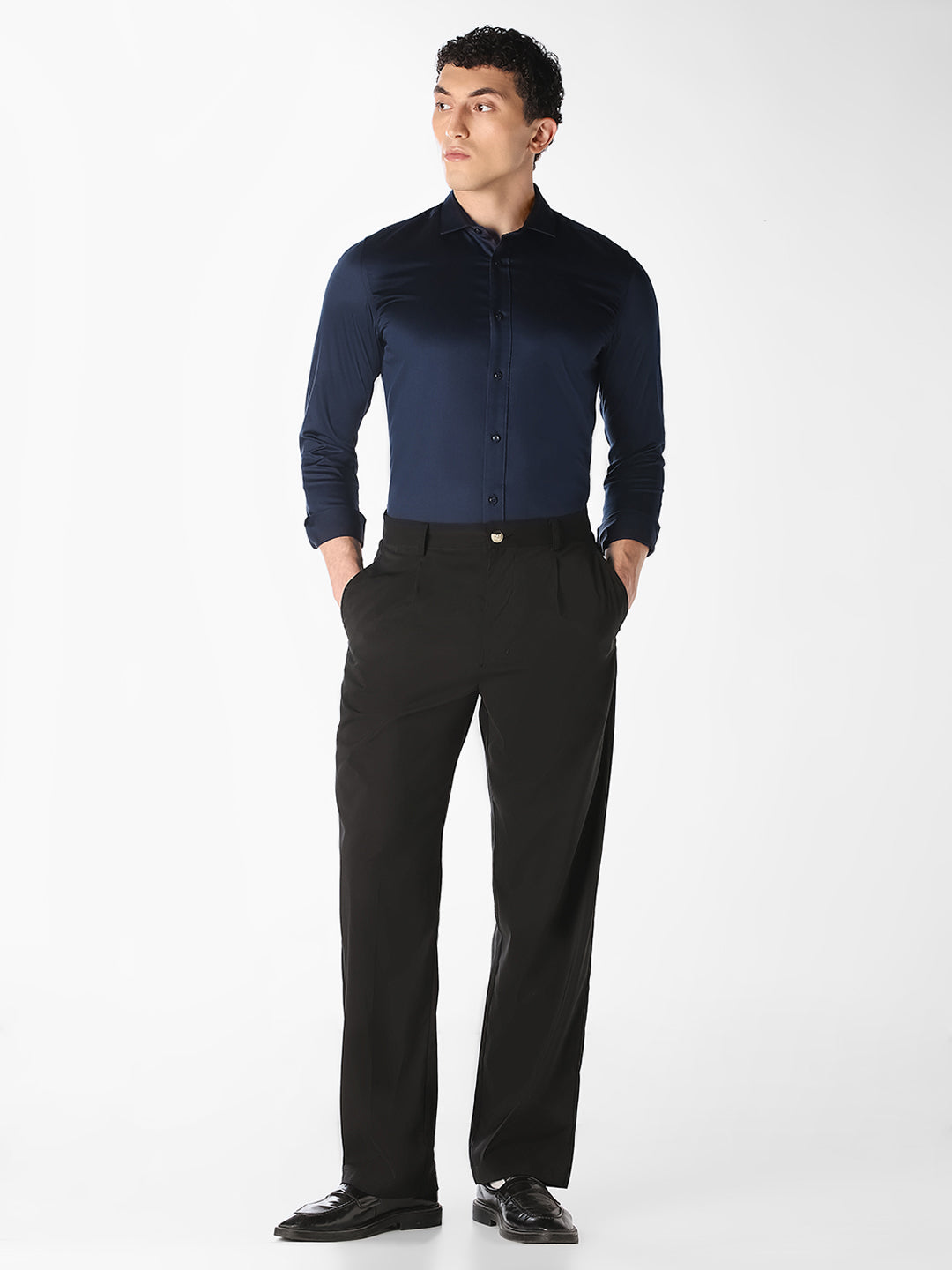 Navy Cotton Formal Shirt