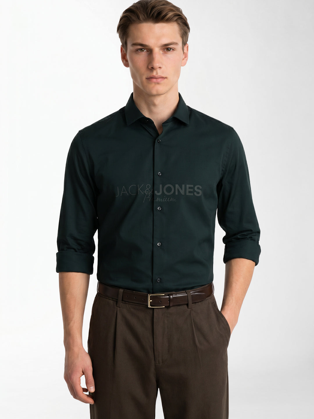 Dark Green Logo Print Shirt