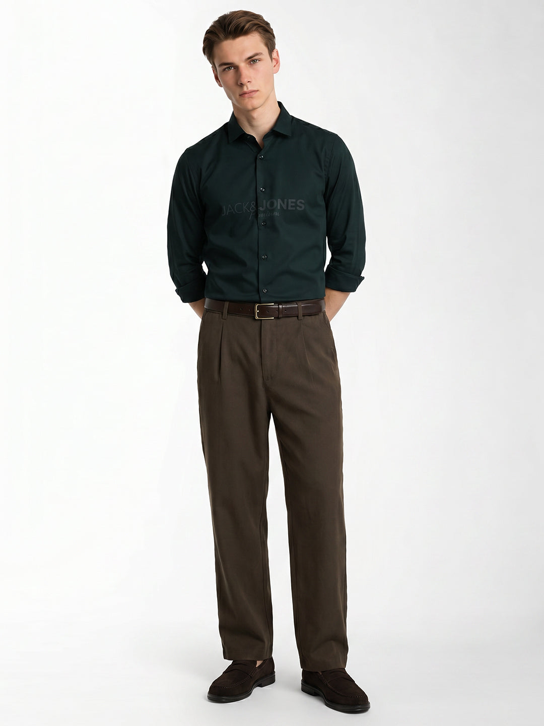 Dark Green Logo Print Shirt