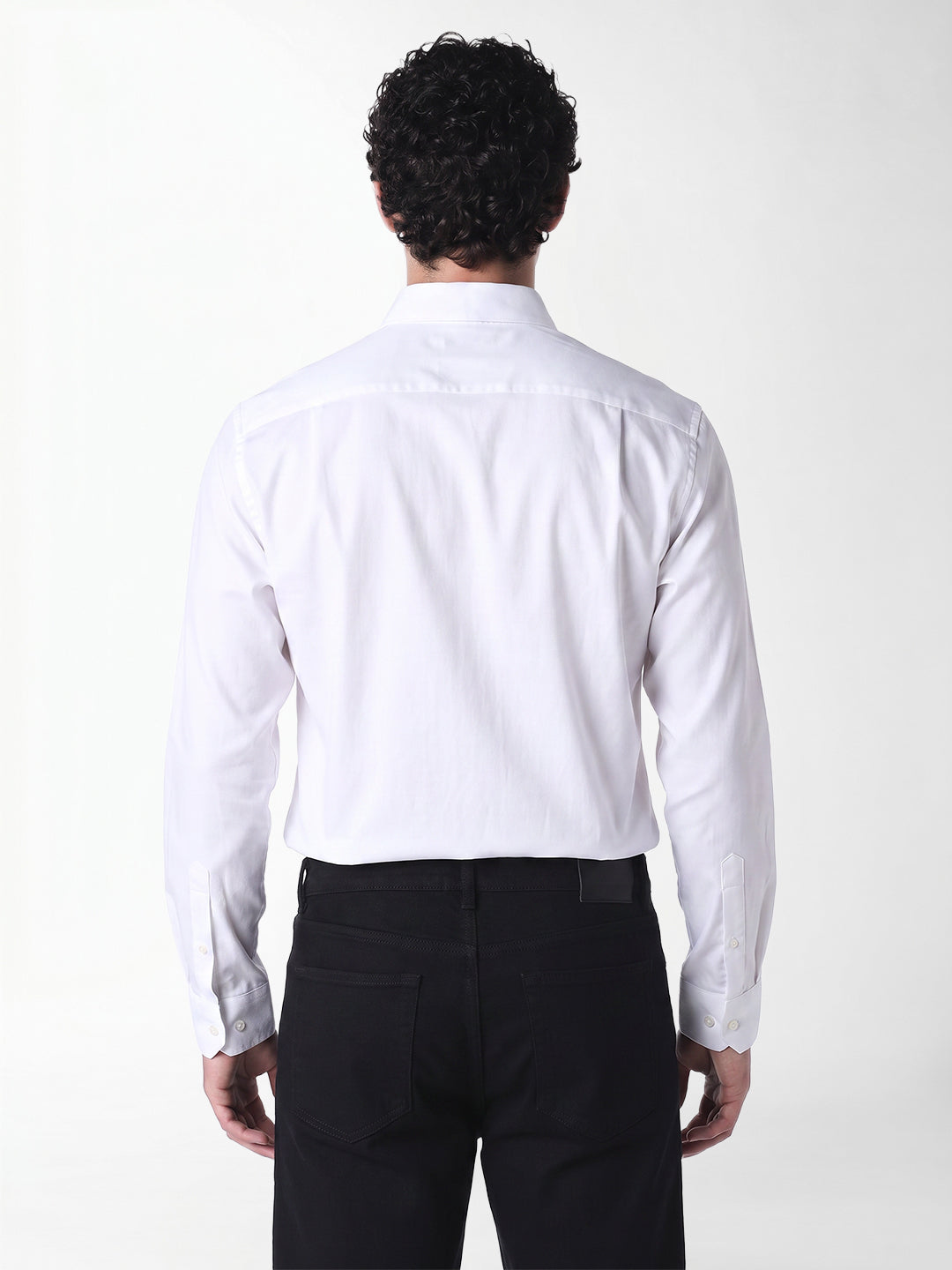 White Printed Slim Fit Shirt