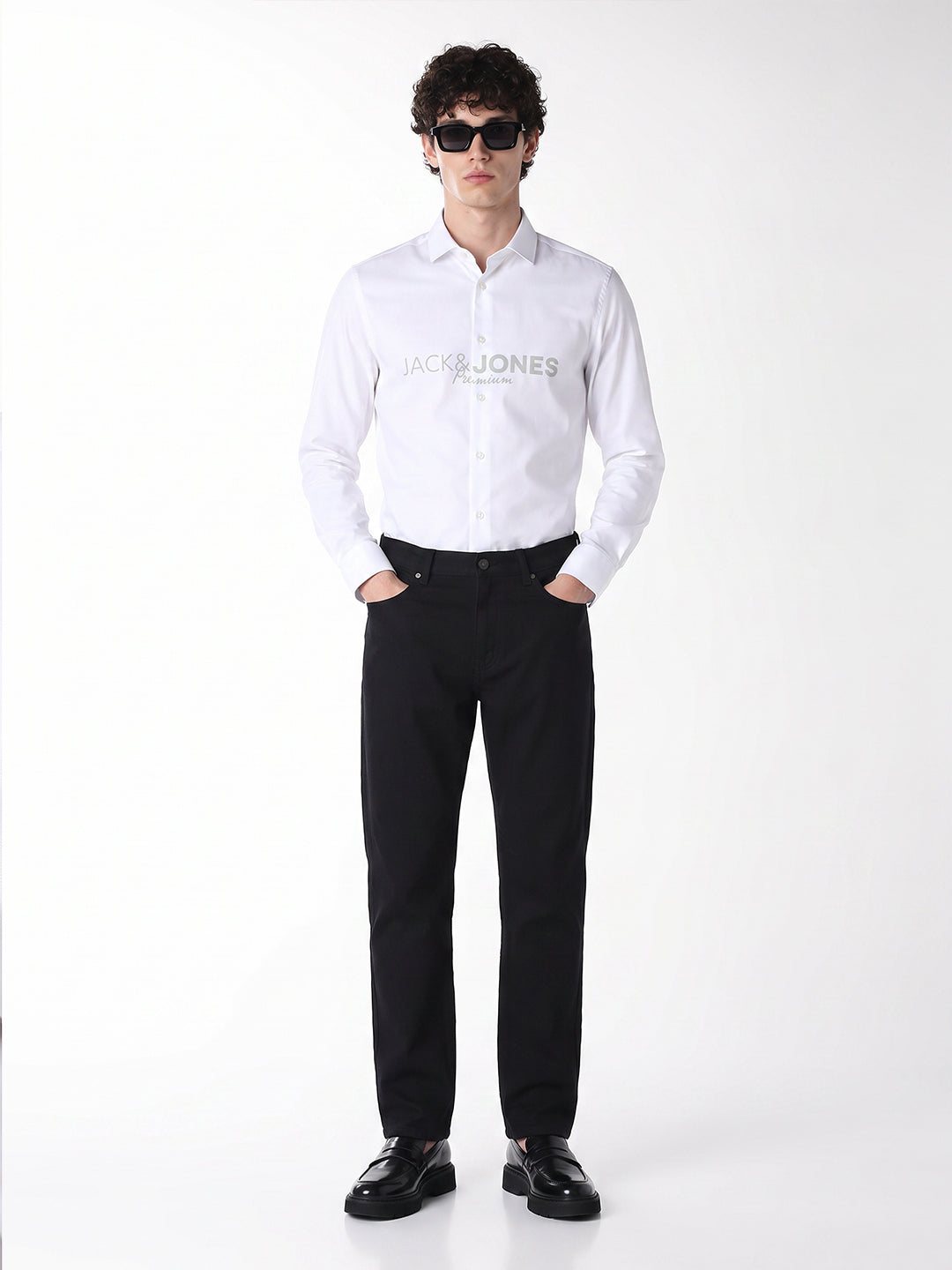 White Printed Slim Fit Shirt