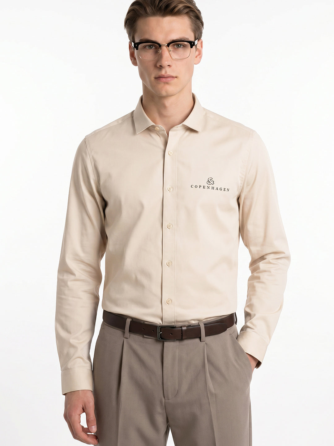 Beige Logo Print Shirt