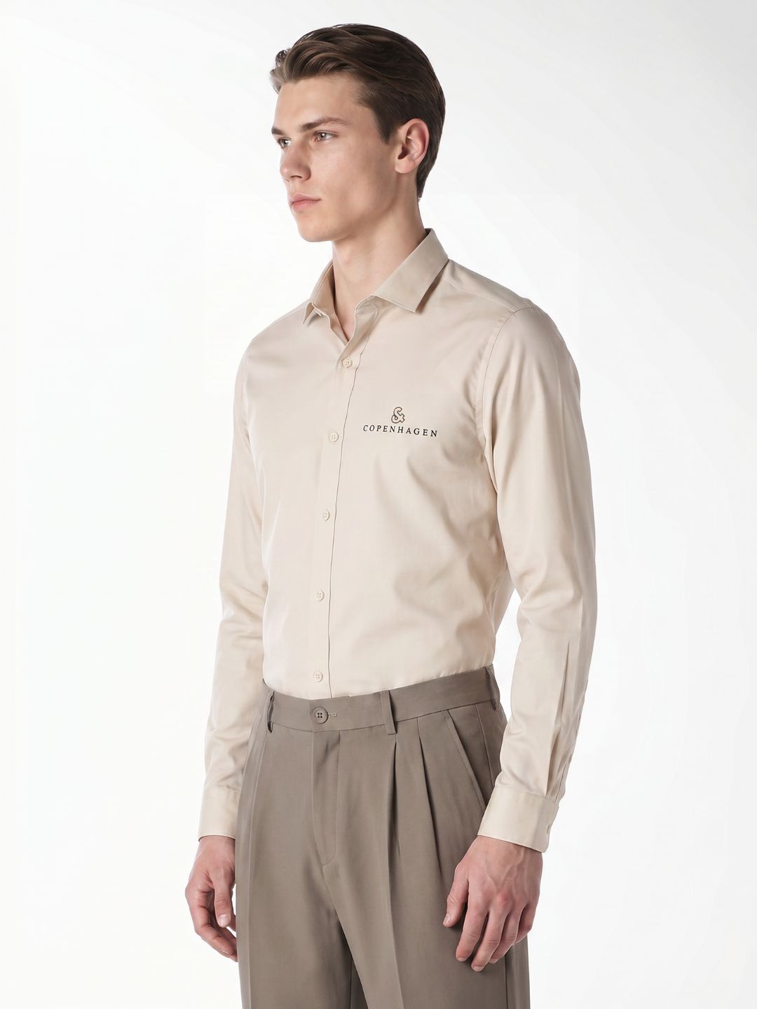 Beige Logo Print Shirt