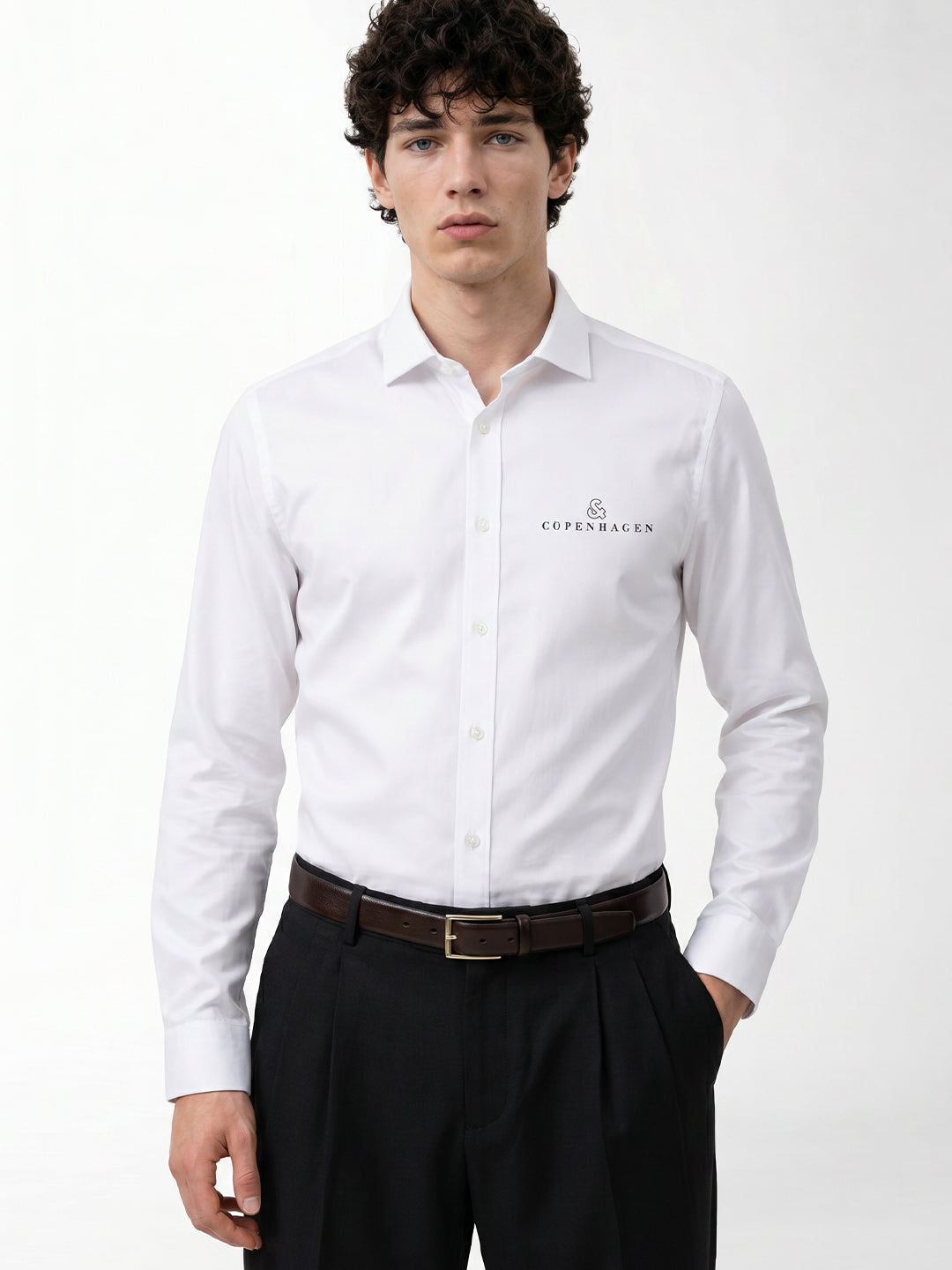 White Logo Print Shirt
