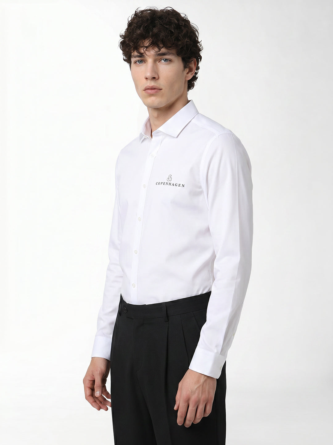 White Logo Print Shirt