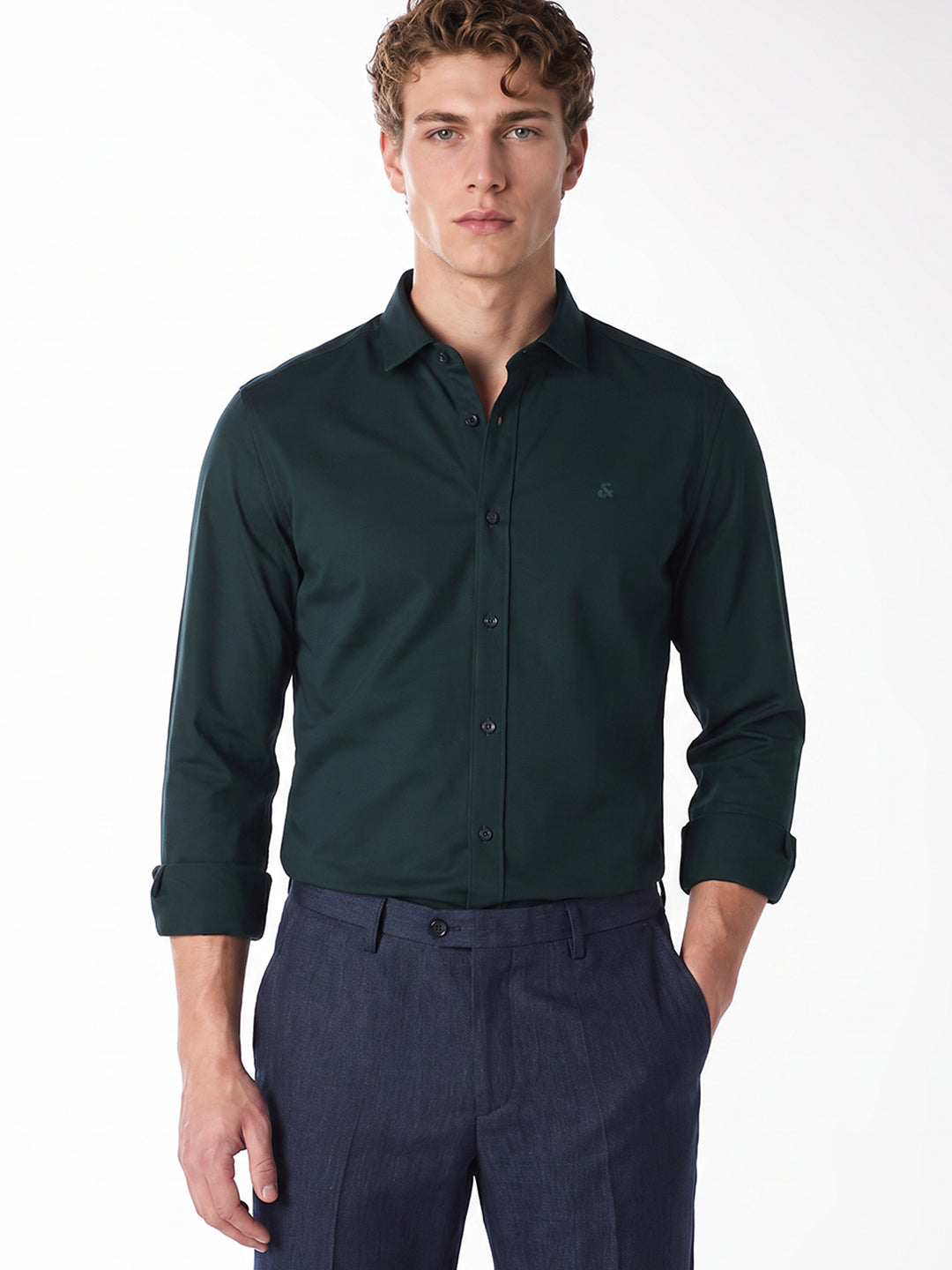 Dark Green embroidered logo Shirt