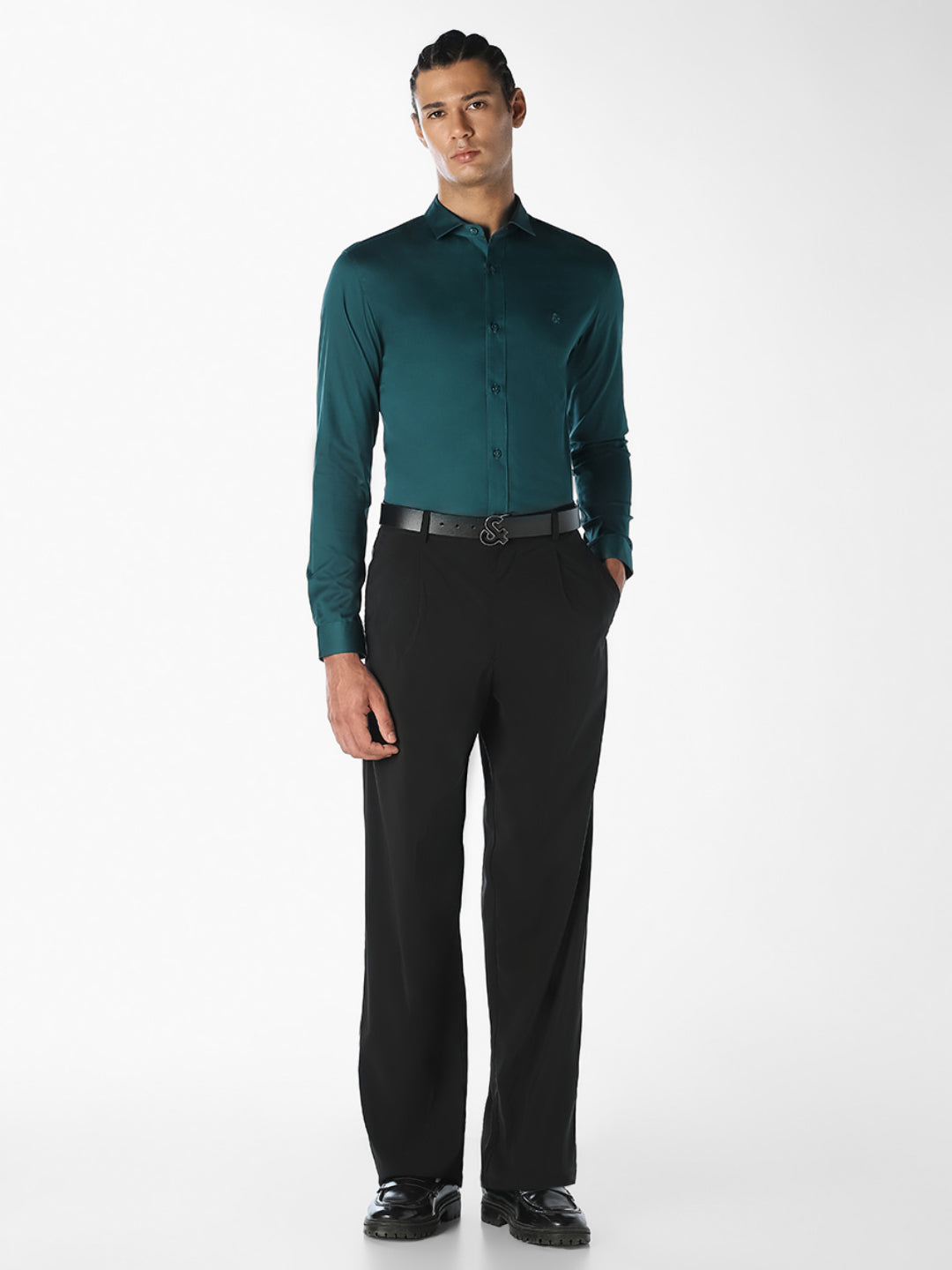 Dark Green Formal Full Sleeves Shirt