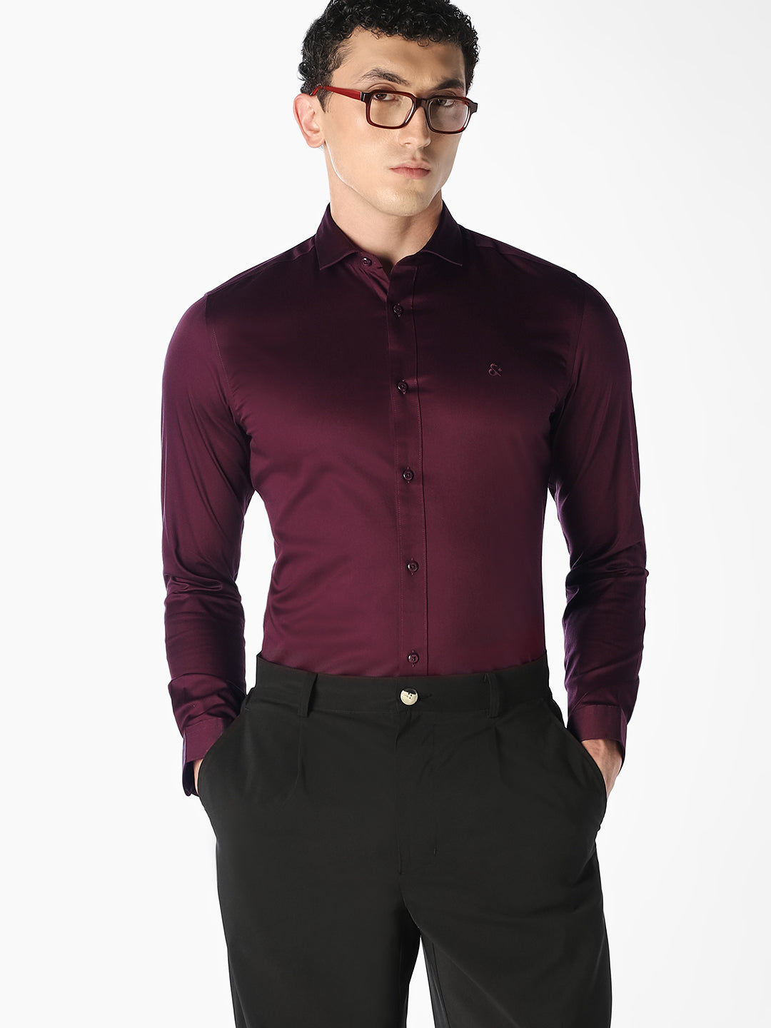 Purple Cotton Formal Shirt