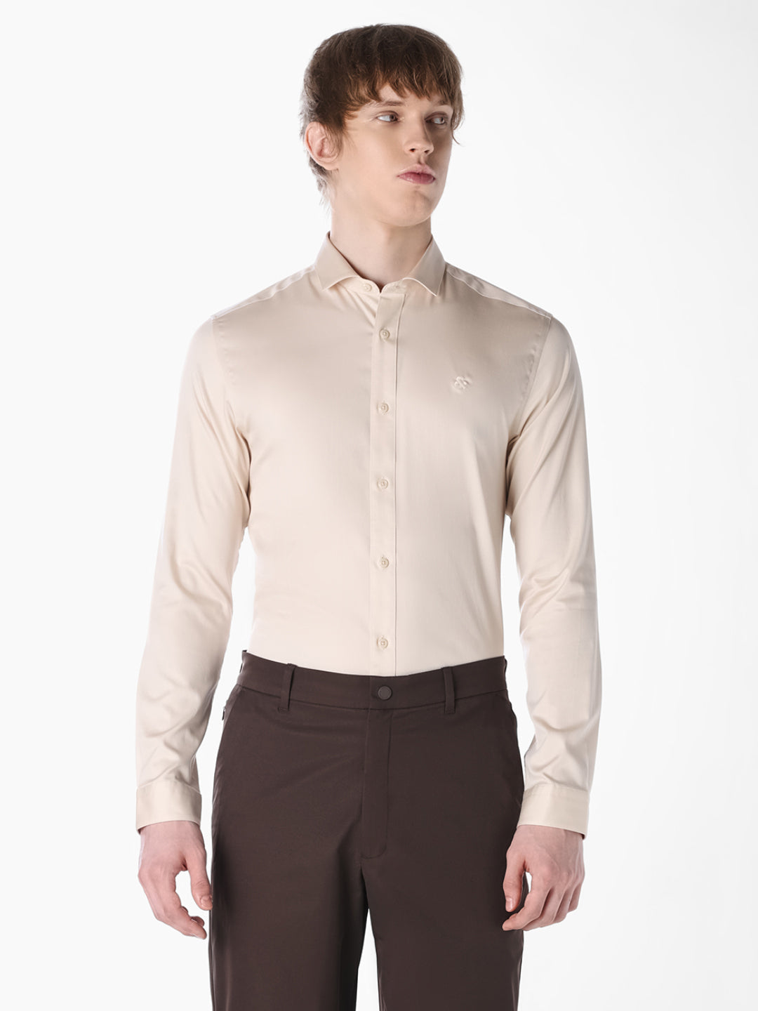 Beige embroidered logo Shirt