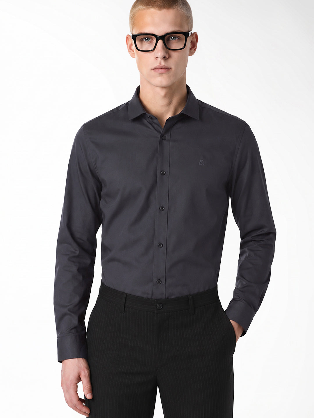 Grey embroidered logo Shirt