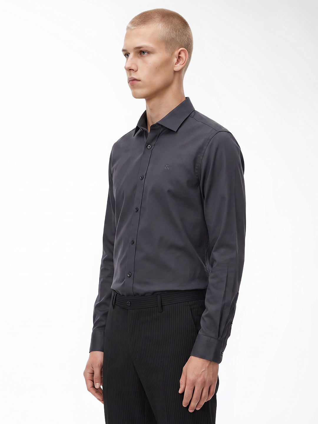 Grey embroidered logo Shirt