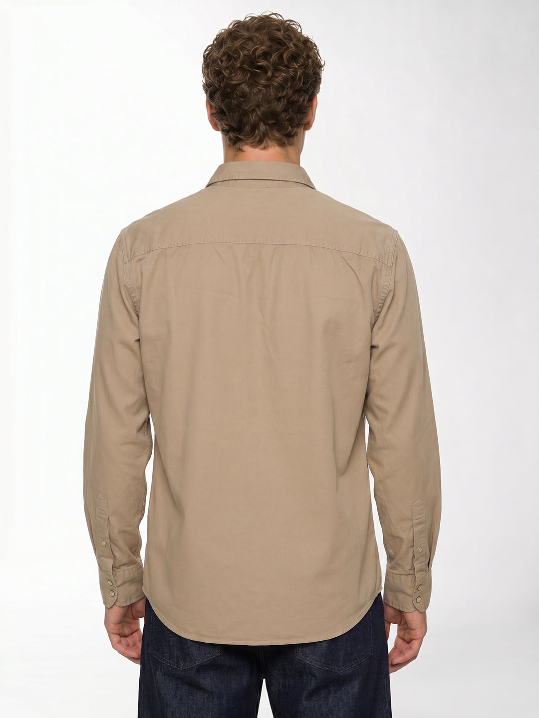 Beige Cotton Full Sleeves Shirt