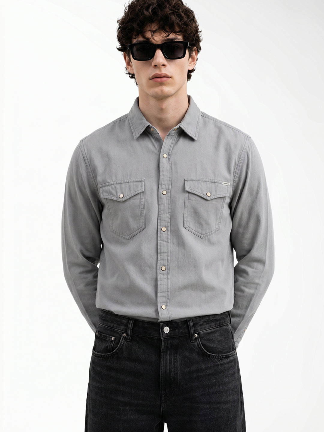 Grey Cotton Full Sleeves Shirt