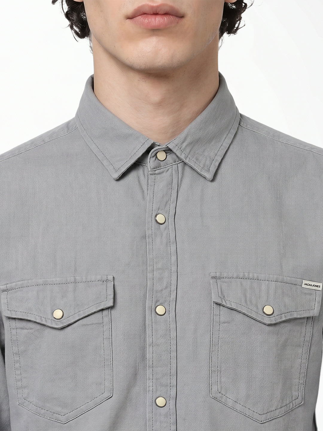 Grey Cotton Full Sleeves Shirt