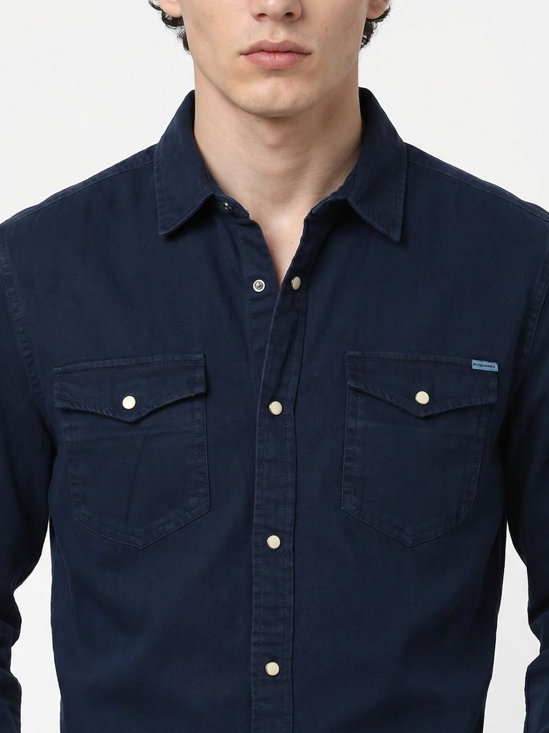 Navy Cotton Full Sleeves Shirt