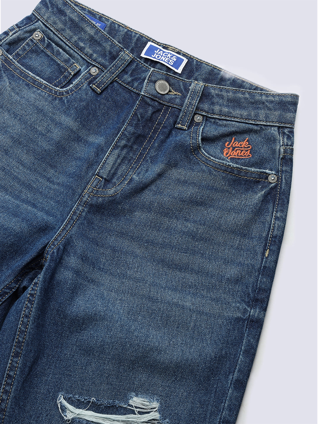 Boys Blue Distressed Baggy Jeans