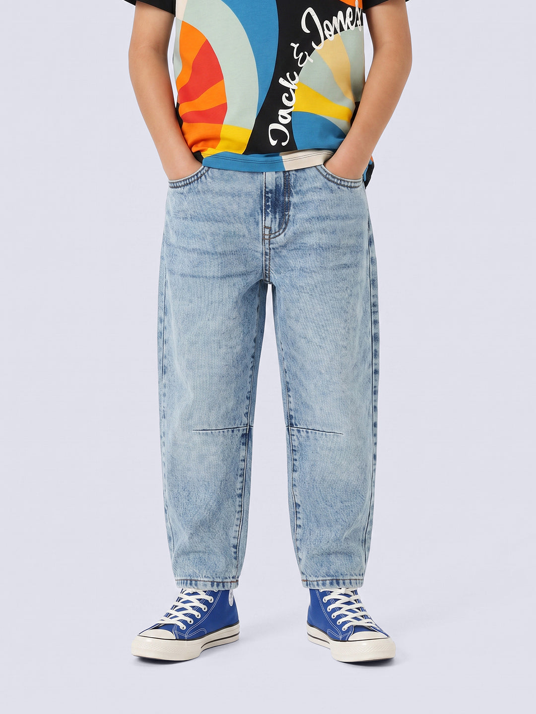 Boys Light Wash Baggy Jeans